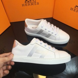 Replica Hermes White Silver Stripe Low Top Sneaker