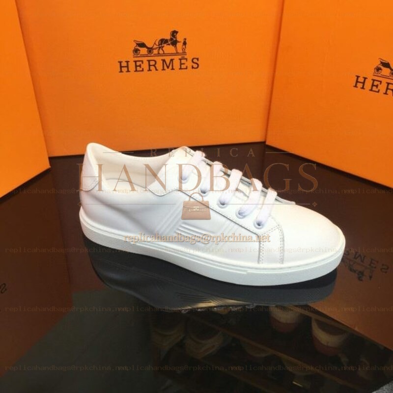 Replica Hermes White Platform Stripe Sneaker