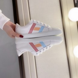 Replica Hermes White Multicolor Stripe Sneaker