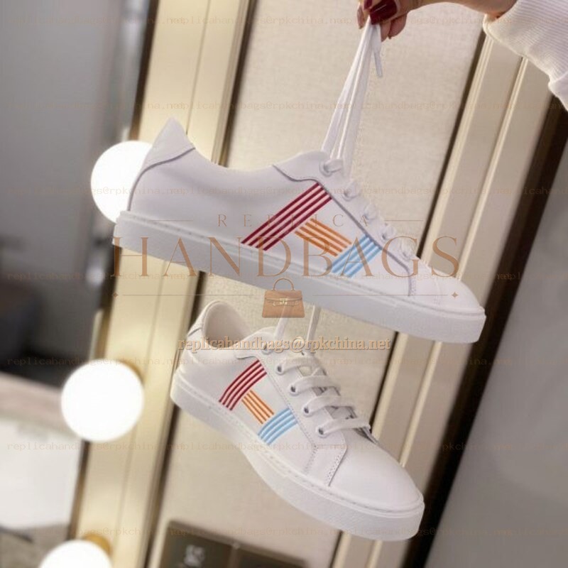 Replica Hermes White Multicolor Stripe Sneaker