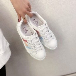 Replica Hermes White Multicolor Stripe Sneaker