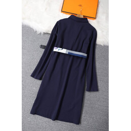 Replica Hermes Navy Scarf Panel Dress