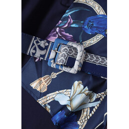 Replica Hermes Navy Scarf Panel Dress
