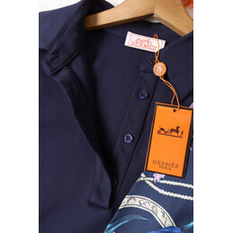 Replica Hermes Navy Scarf Panel Dress