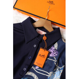 Replica Hermes Navy Scarf Panel Dress