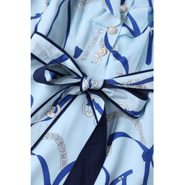 Replica Hermes Light Blue Scarf Print Dress