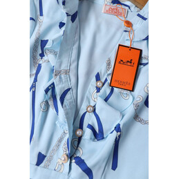 Replica Hermes Light Blue Scarf Print Dress