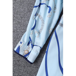 Replica Hermes Light Blue Scarf Print Dress