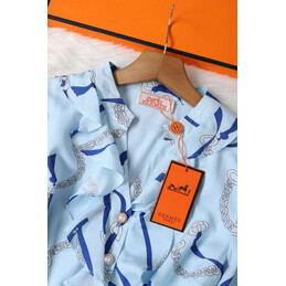 Replica Hermes Light Blue Scarf Print Dress