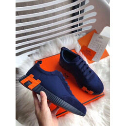 Replica Hermes Navy Orange H Knit Sneaker