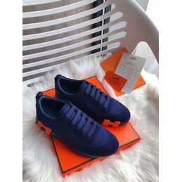 Replica Hermes Navy Orange H Knit Sneaker