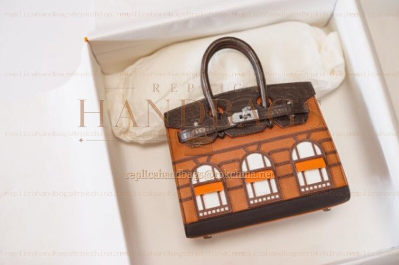 Replica Hermes Brown House Print Birkin 20 Bag