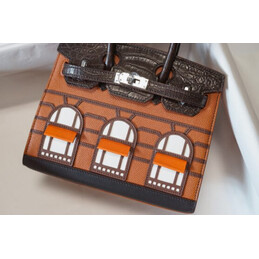 Replica Hermes Brown House Print Birkin 20 Bag