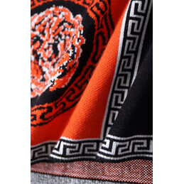 Replica Hermes Black Orange Scarf Print Dress