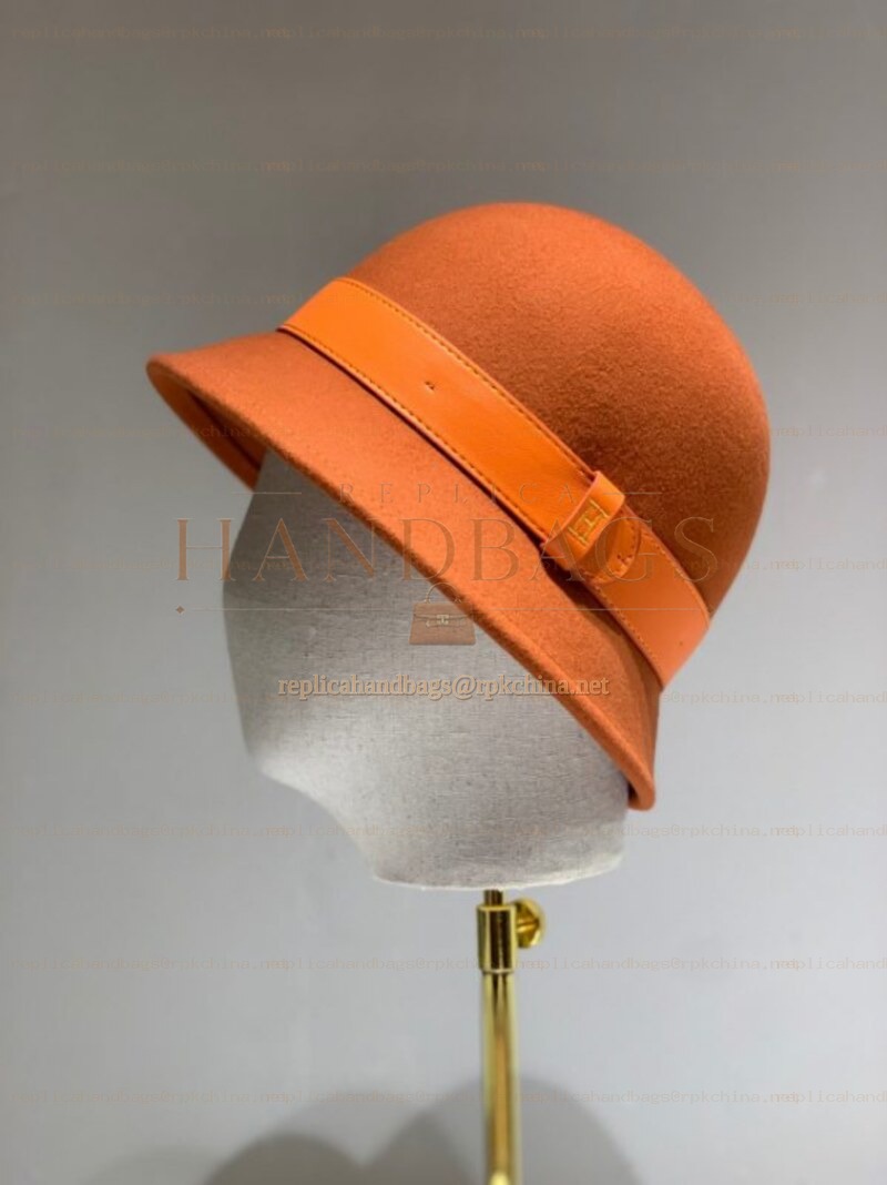 Replica Hermes Orange H Belt Bucket Hat