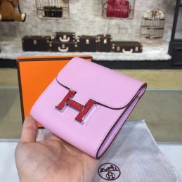 Replica Hermes Light Pink Constance Wallet Rose Gold Hardware