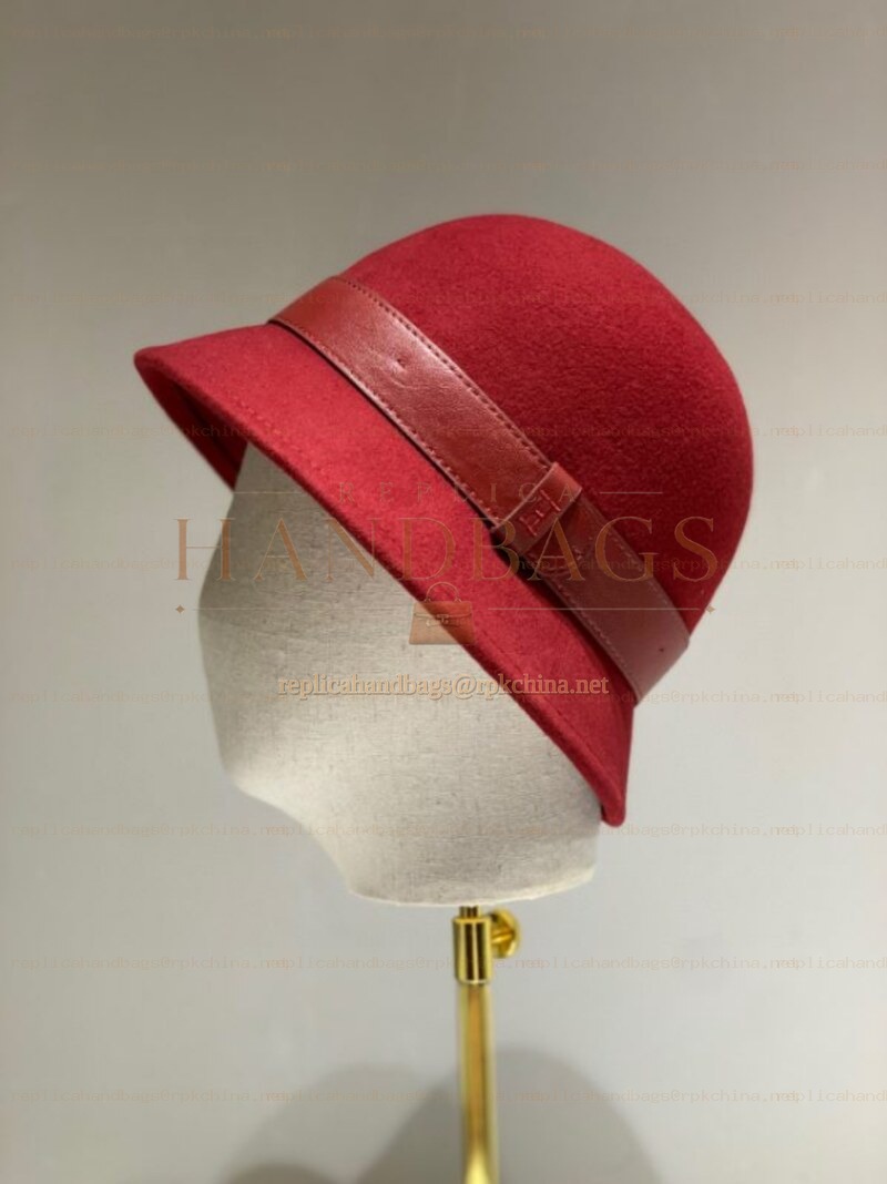 Replica Hermes Burgundy H Belt Bucket Hat