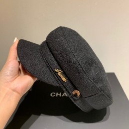 Replica Hermes black baker boy cap