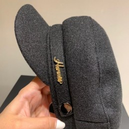 Replica Hermes black baker boy cap