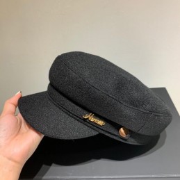 Replica Hermes black baker boy cap