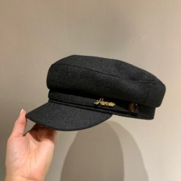 Replica Hermes black baker boy cap