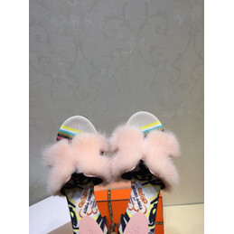 Replica Hermes Blush Fur H Slide Slipper