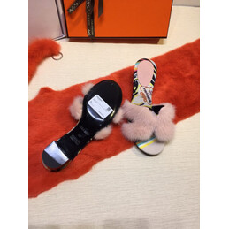 Replica Hermes Blush Fur H Slide Slipper