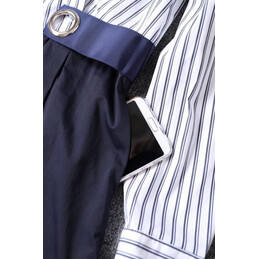 Replica Hermes White Navy Pleated Dress