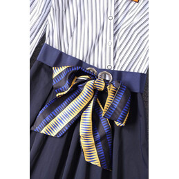 Replica Hermes White Navy Pleated Dress