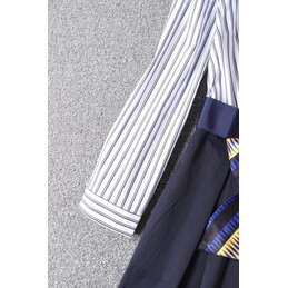 Replica Hermes White Navy Pleated Dress
