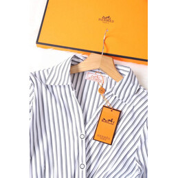 Replica Hermes White Navy Pleated Dress