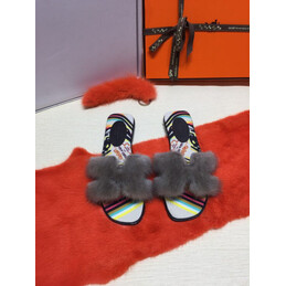 Replica Hermes Gray Floral H Slide Slipper