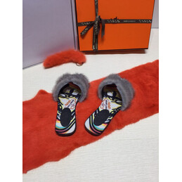 Replica Hermes Gray Floral H Slide Slipper