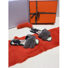 Replica Hermes Gray Floral H Slide Slipper