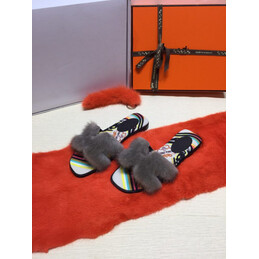 Replica Hermes Gray Floral H Slide Slipper