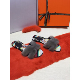 Replica Hermes Gray Floral H Slide Slipper