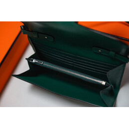 Replica Hermes Dark Green Constance To Go Wallet Silver H Hardware