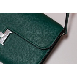 Replica Hermes Dark Green Constance To Go Wallet Silver H Hardware