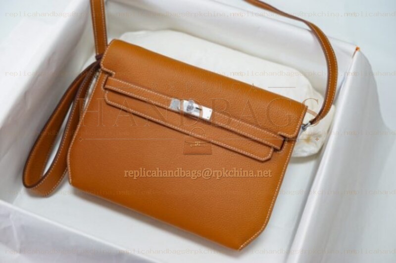 Replica Hermes Orange Brown Kelly Depeches 25 Pouch