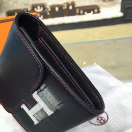 Replica Hermes Black Constance Compact Wallet