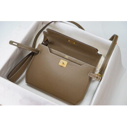 Replica Hermes Taupe Kelly Depeches 25 Pouch Gold Hardware