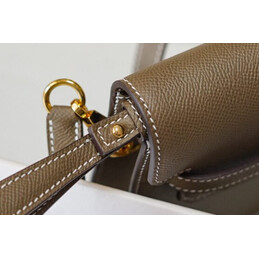 Replica Hermes Taupe Kelly Depeches 25 Pouch Gold Hardware