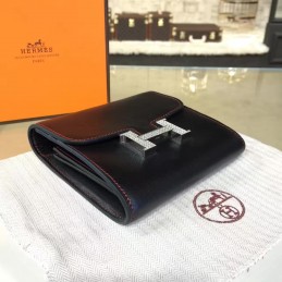 Replica Hermes Black Constance Compact Wallet