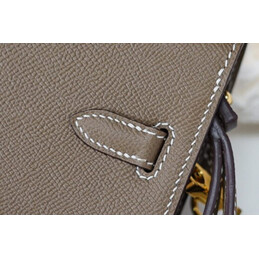 Replica Hermes Taupe Kelly Depeches 25 Pouch Gold Hardware