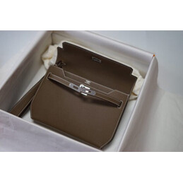 Replica Hermes Taupe Kelly Depeches 25 Pouch Palladium Hardware