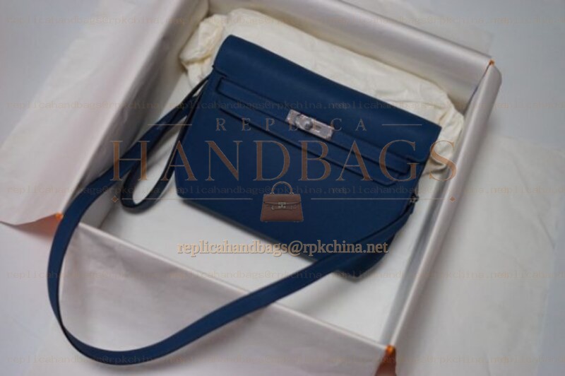 Replica Hermes Navy Blue Kelly Depeches 25 Pouch