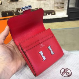 Replica Hermes Red Constance Compact Wallet