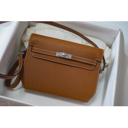 Replica Hermes Tan Kelly Depeches 25 Pouch Palladium Hardware