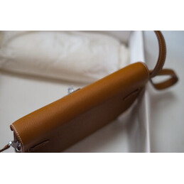Replica Hermes Tan Kelly Depeches 25 Pouch Palladium Hardware