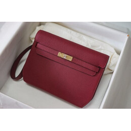 Replica Hermes Burgundy Kelly Depeches 25 Pouch Gold Hardware